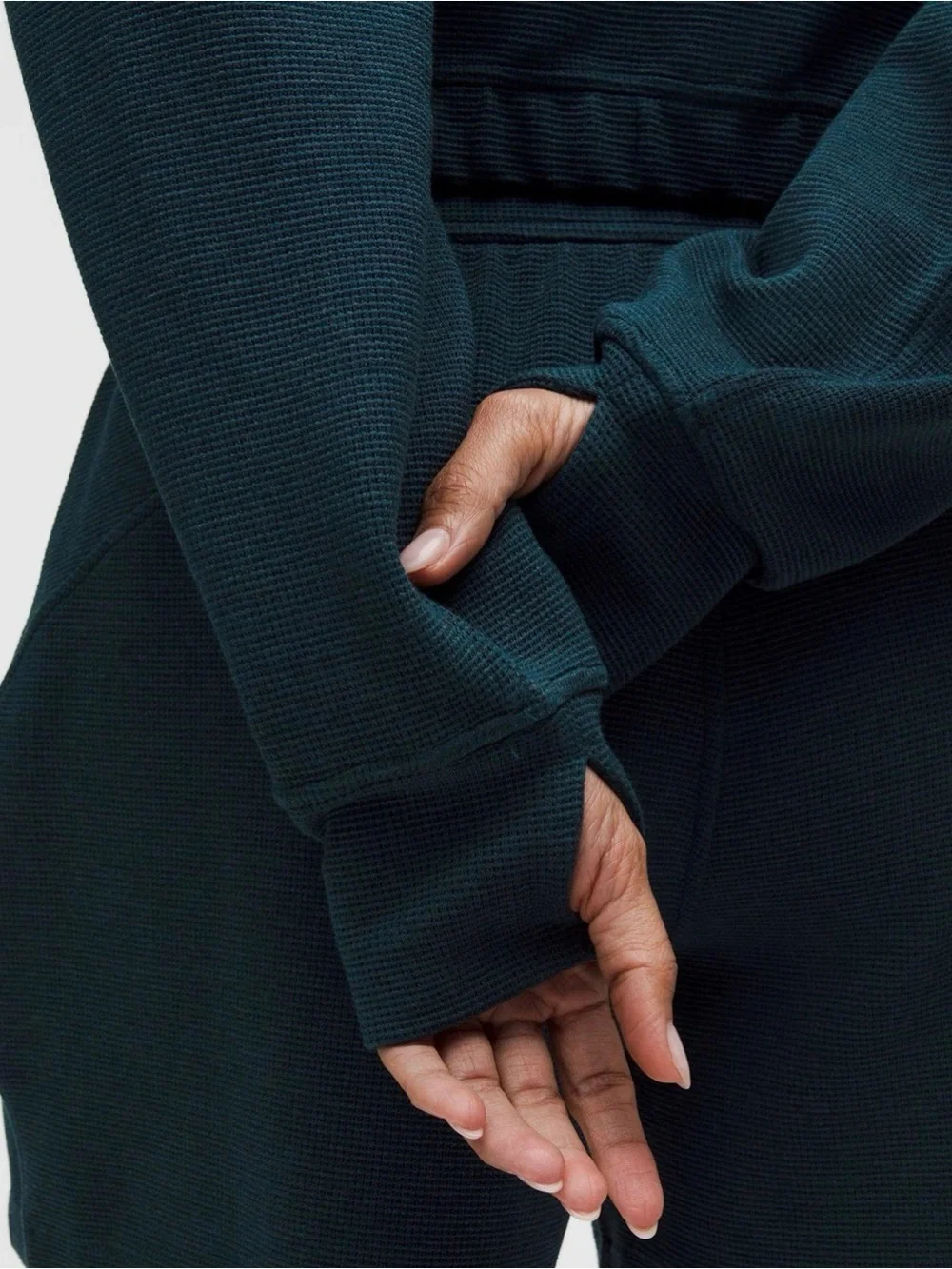 lululemon Scuba Cropped Half-Zip Funnel Neck Waffle in Heather Indochine Blue